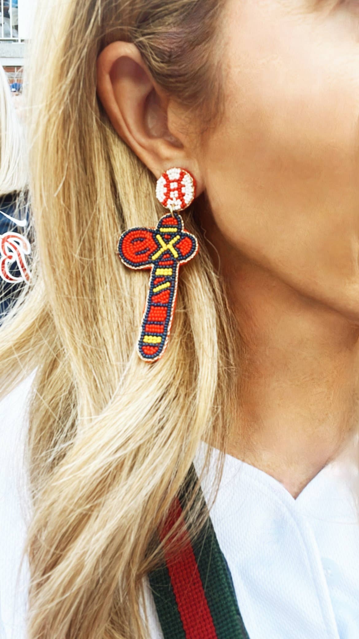 Atlanta Braves Beaded Tomahawk Statement Earrings MLB