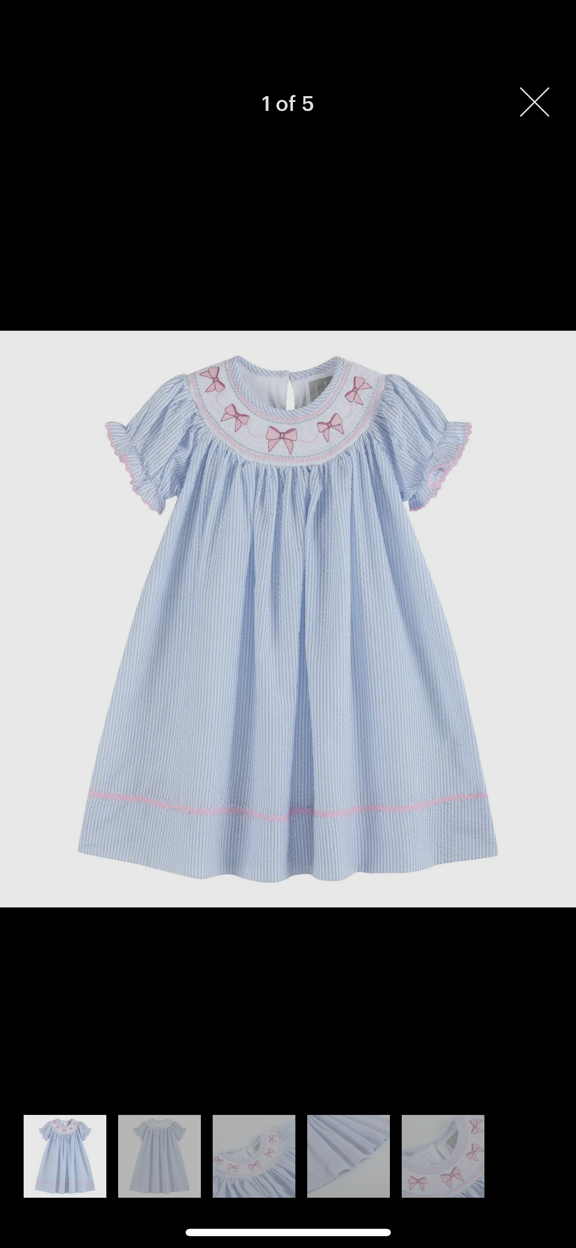 Seersucker Smocked Pink Bow Dress