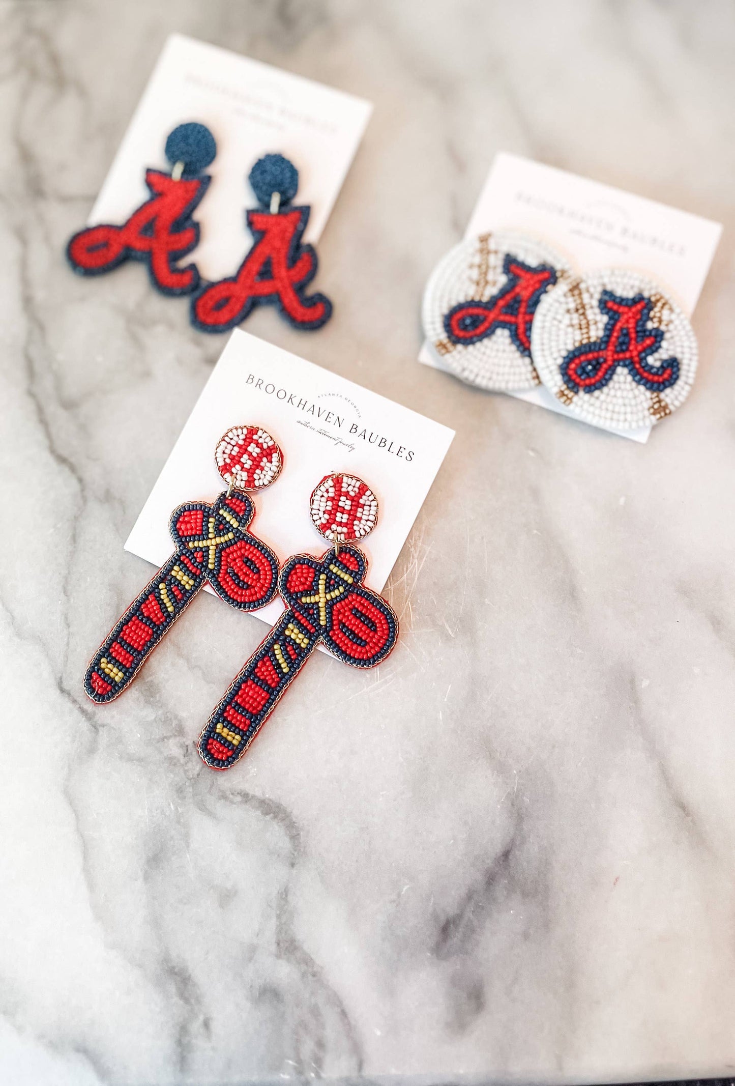 Atlanta Braves Beaded Tomahawk Statement Earrings MLB