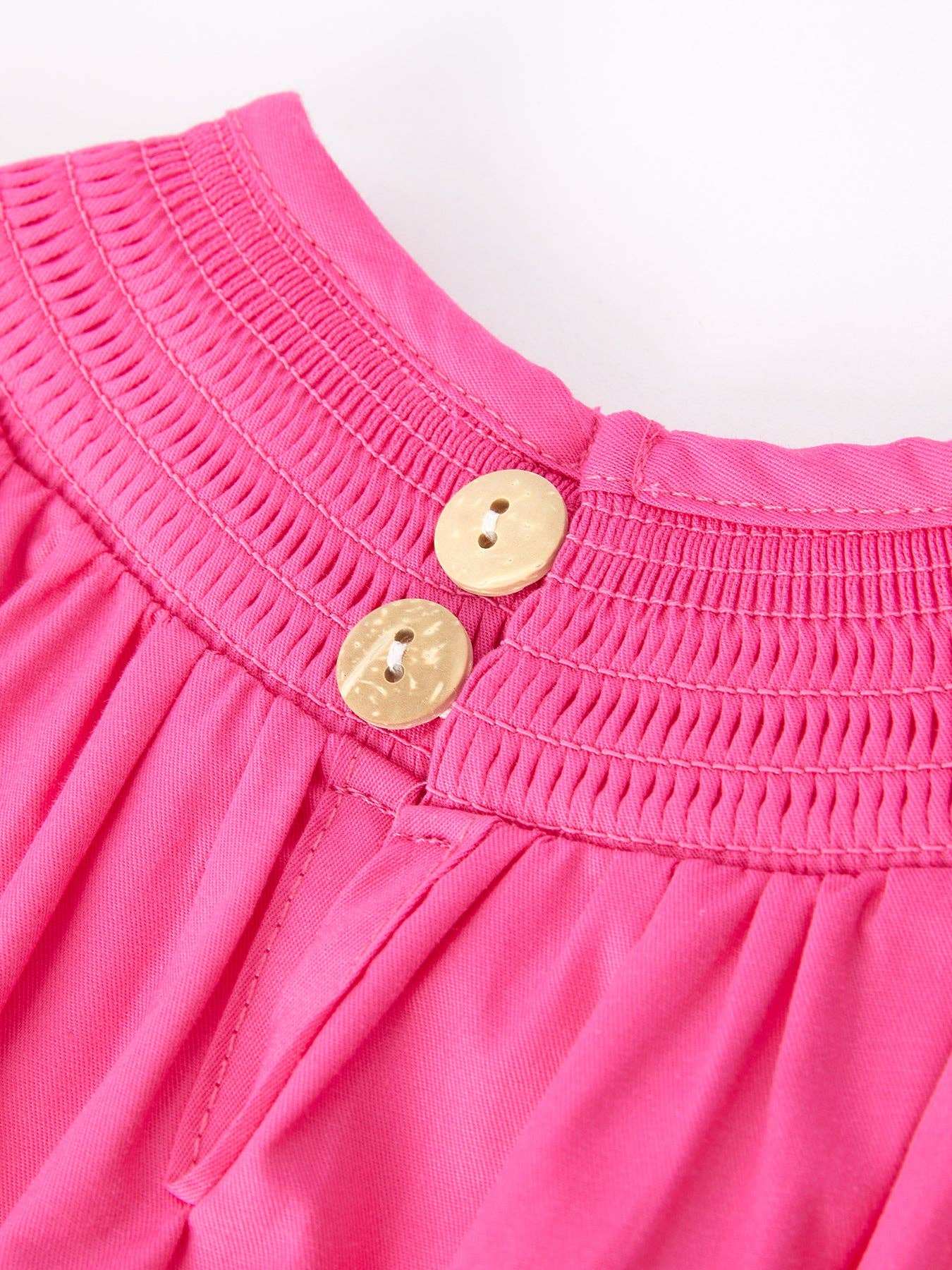 Girls Bow Smocked Embroidery Hot Pink Romper