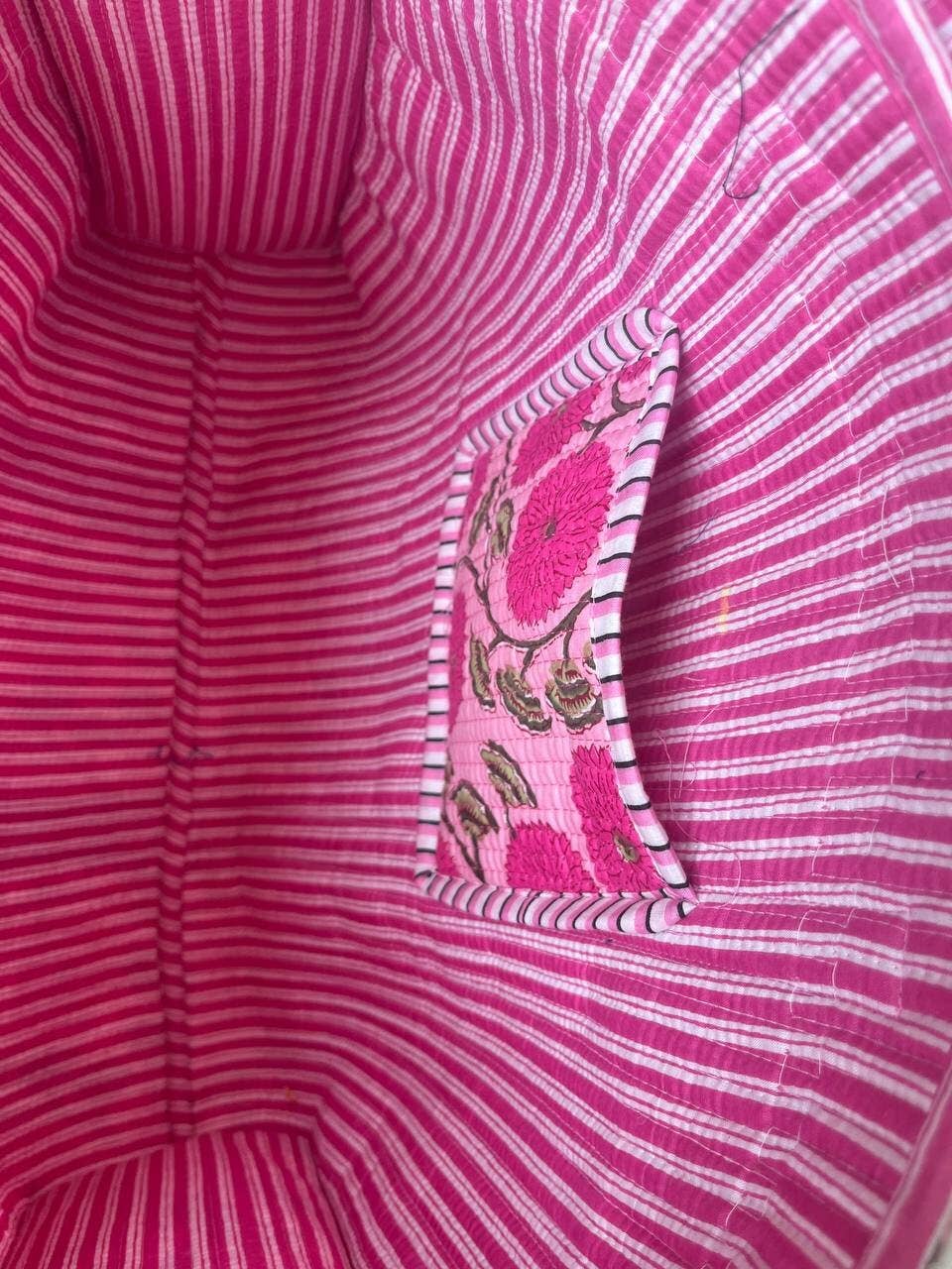 Floral & Block Print Quilted Kantha Tote Bag for Women