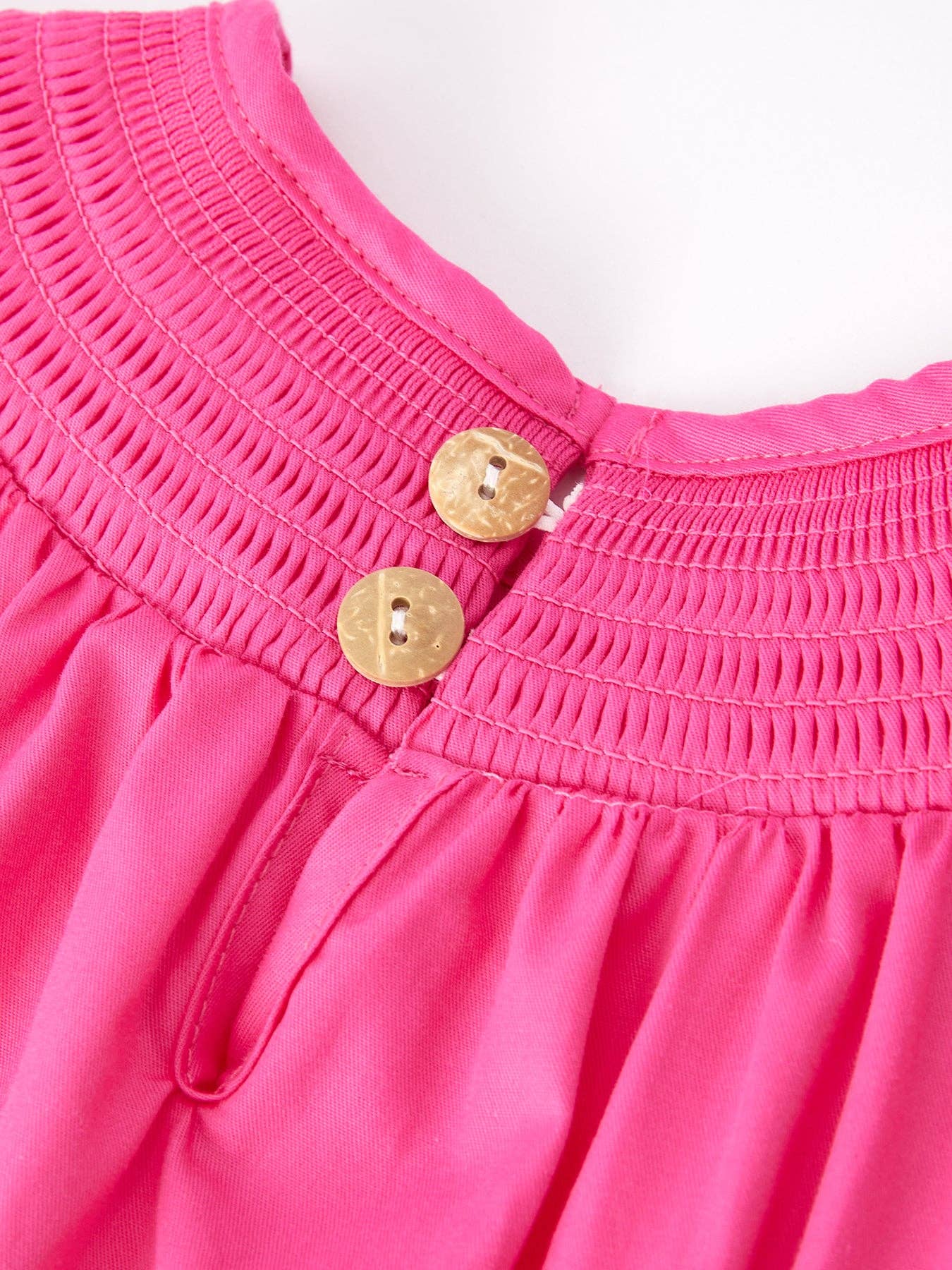 Girls Bow Smocked Embroidery Hot Pink Dress