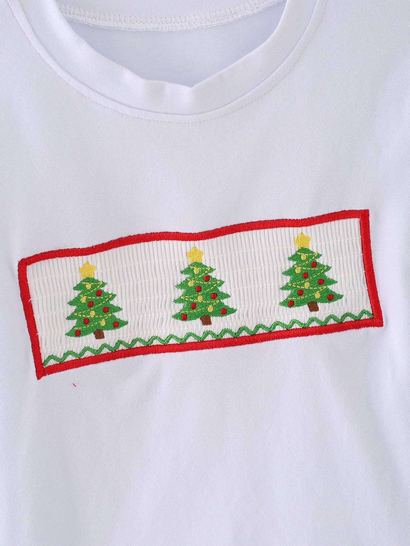 Christmas Tree Smocking Embroidered Boys Outfit
