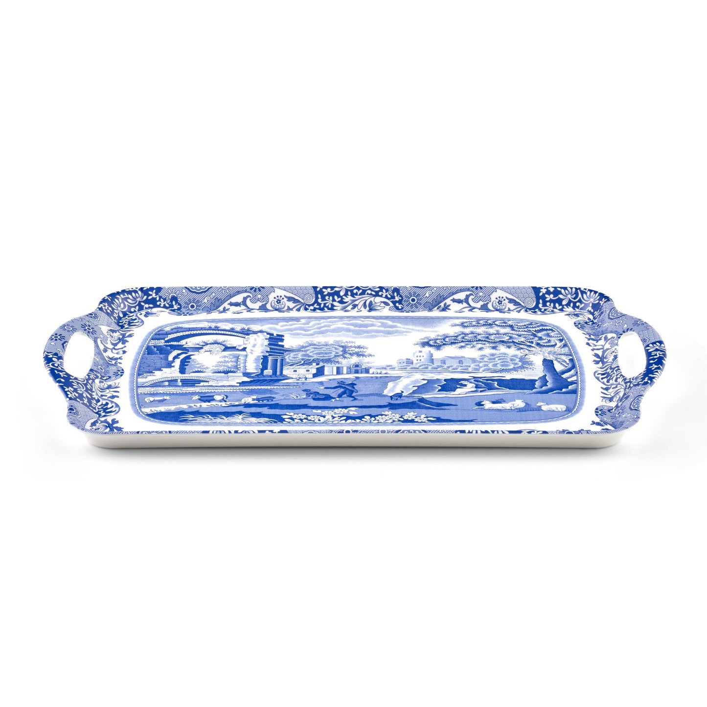 Blue Italian Large Melamine Handled Tray