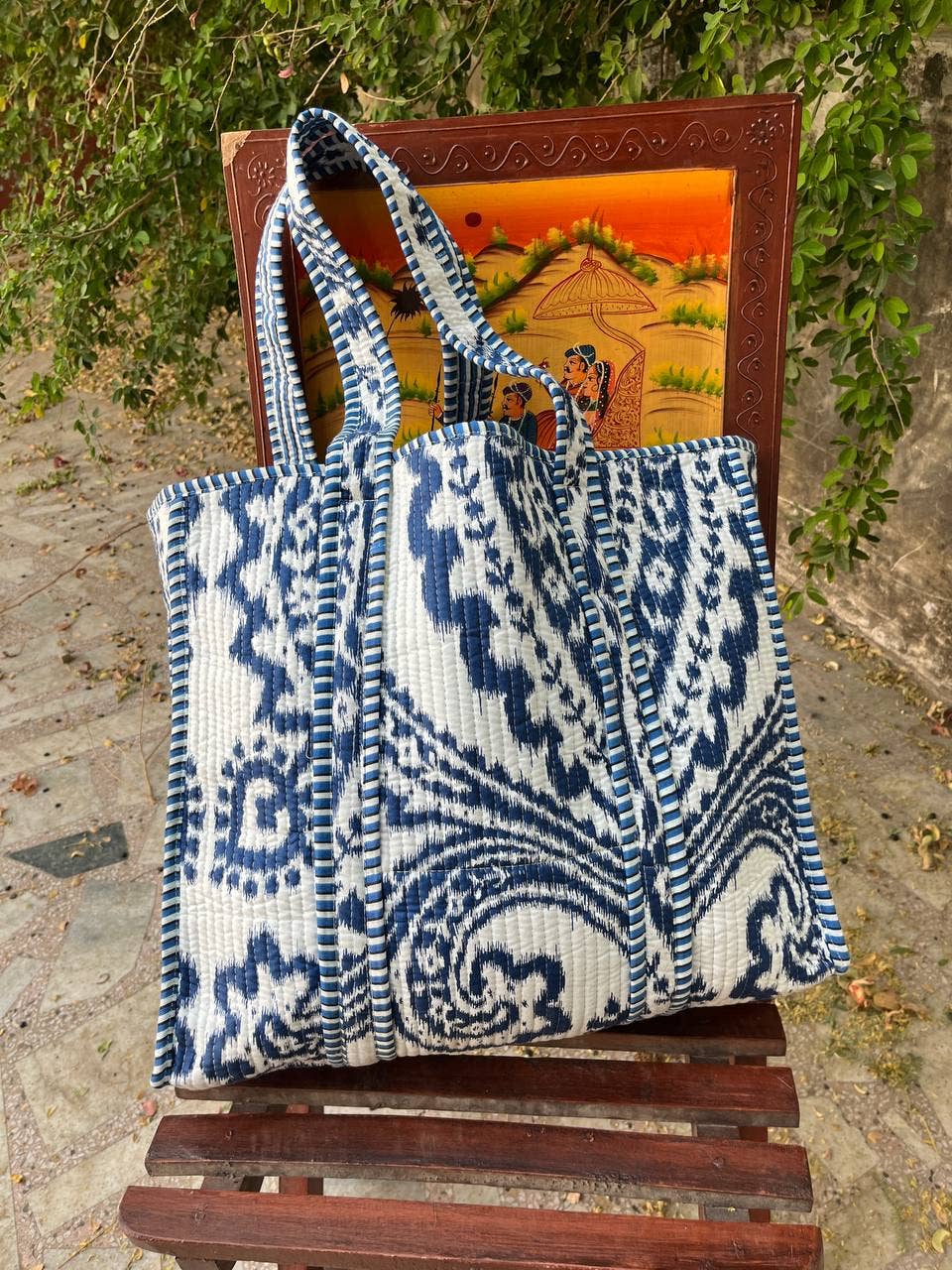 Handmade Block Printed Quilted Shoulder Bag Indian Shopping