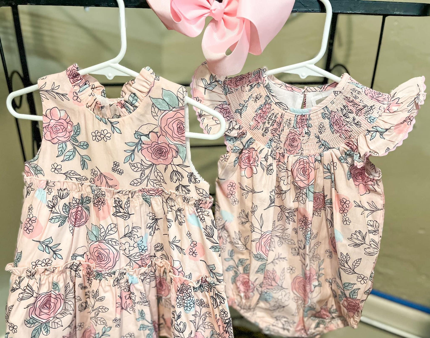 Pink Rose Printed Dress