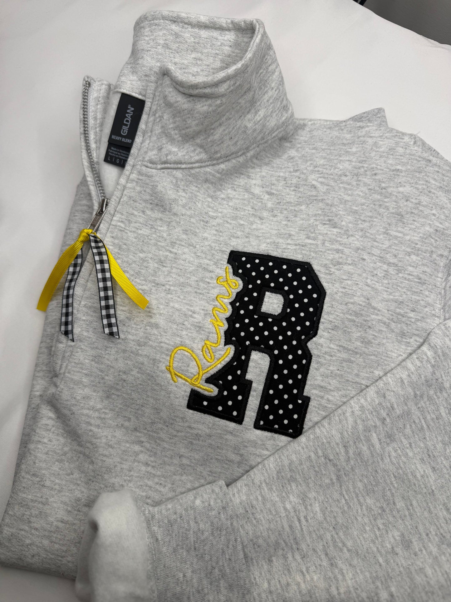 Ash Grey Quarter Zip Team Appliqué Sweatshirt