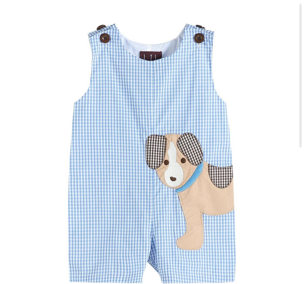 Lil' Cactus Blue Gingham Puppy Shortall no