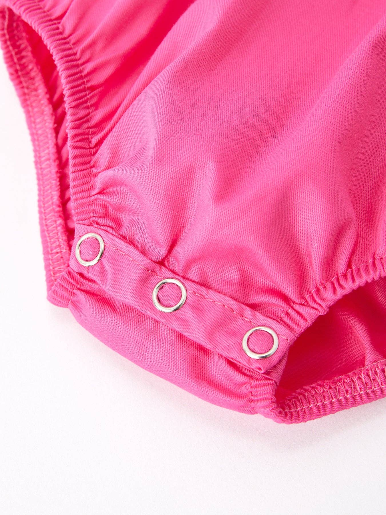 Girls Bow Smocked Embroidery Hot Pink Romper