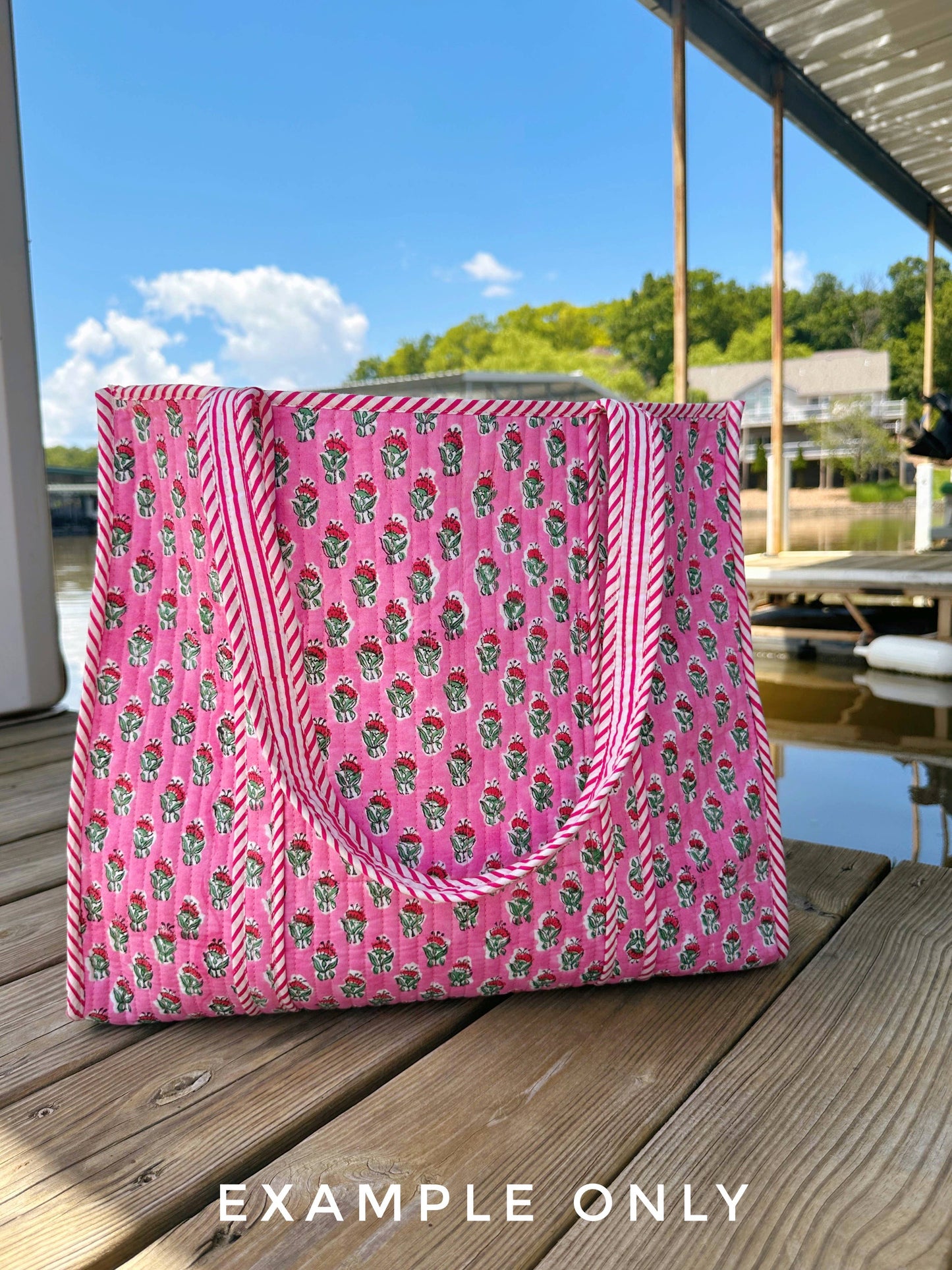 Quilted Tote Bag | Purple Floral Bag | Large Shopping Tote