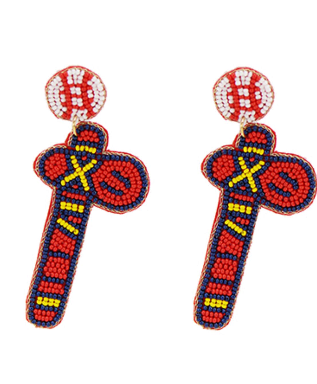 Atlanta Braves Beaded Tomahawk Statement Earrings MLB