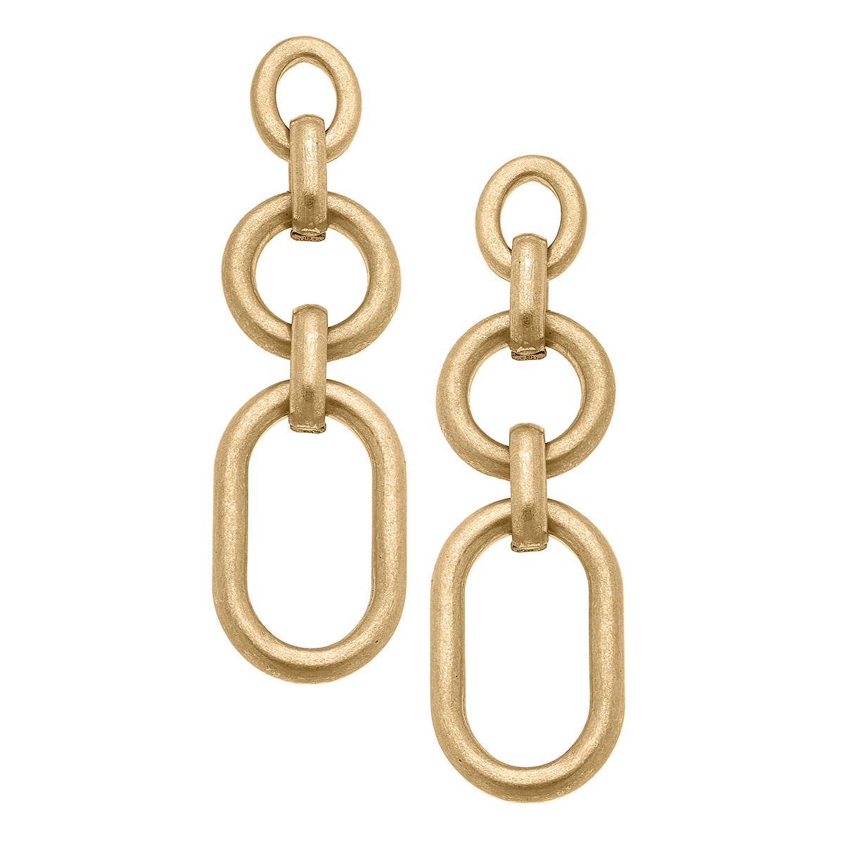 Emma Chain Link Statement Earrings in Worn Gold