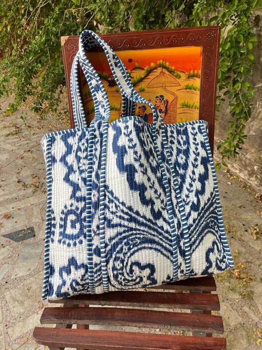 Handmade Block Printed Quilted Shoulder Bag Indian Shopping