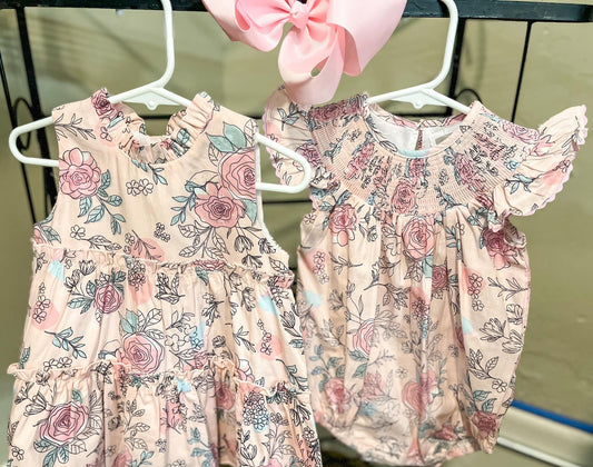 Pink Rose Printed Dress