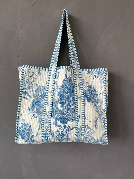 Handmade Cotton Floral Block Print Multipurpose Bag