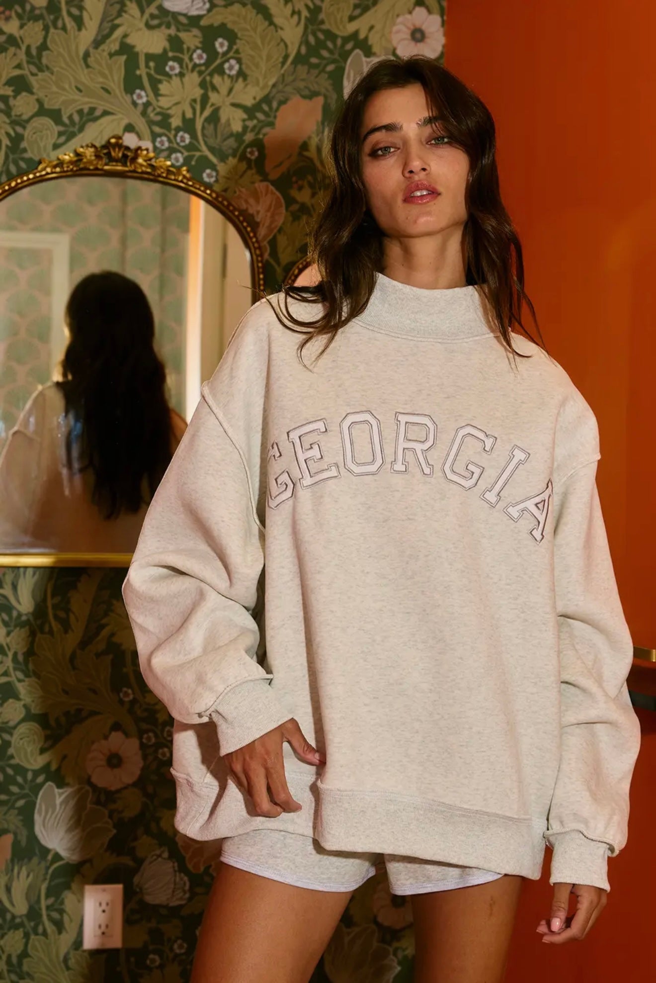 GEORGIA & GA Print Reversible Mockneck Sweatshirt