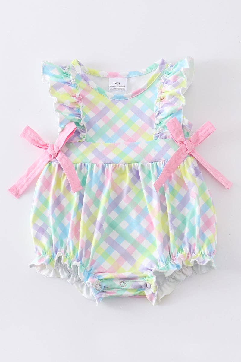 Colored Plaid Ruffle Baby Romper