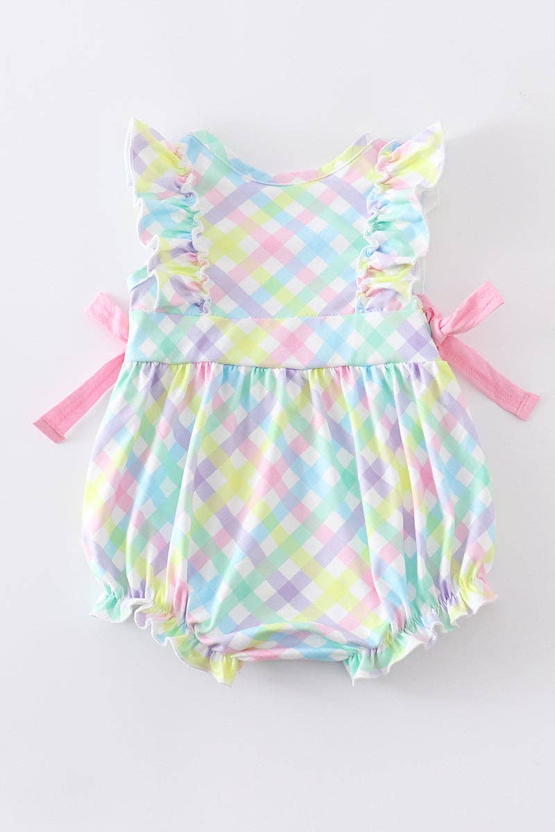 Colored Plaid Ruffle Baby Romper