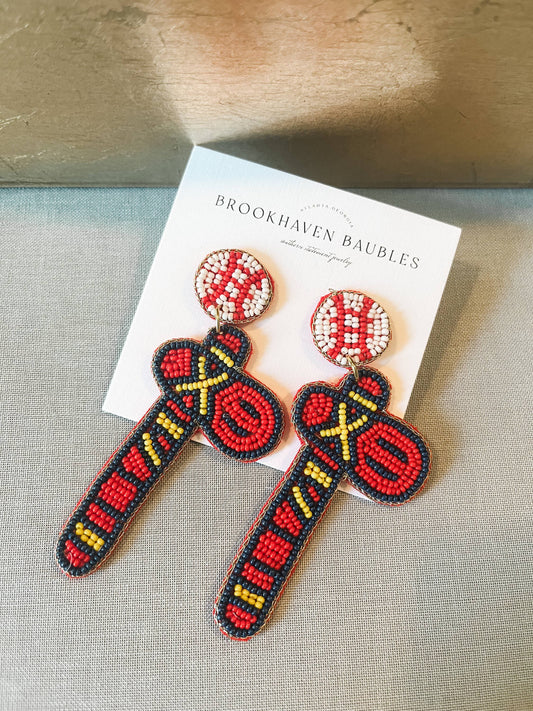 Atlanta Braves Beaded Tomahawk Statement Earrings MLB