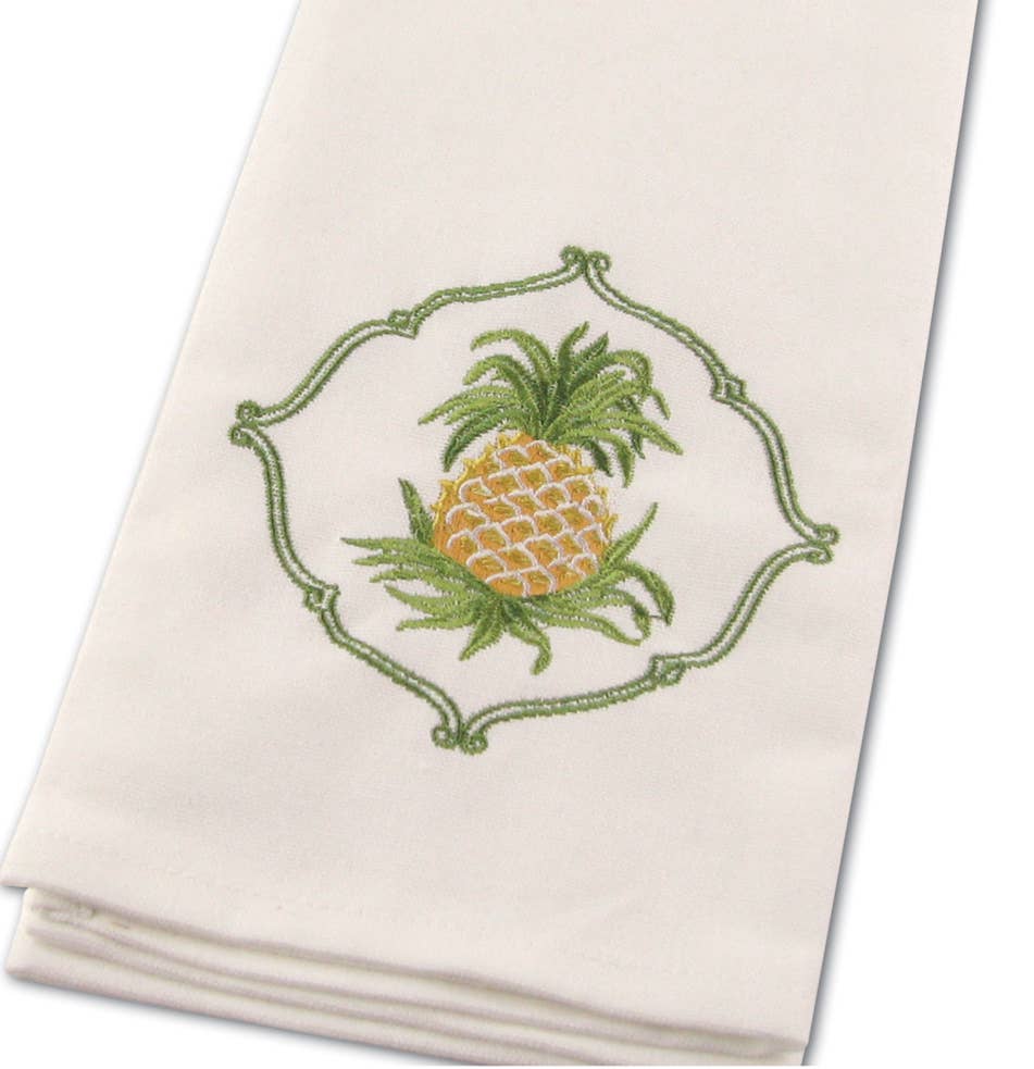 Embroidered Pineapple Kitchen Towels 2-Pc Set